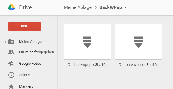 Am Ende landen deine WordPress Backups in deinem Google Drive.
